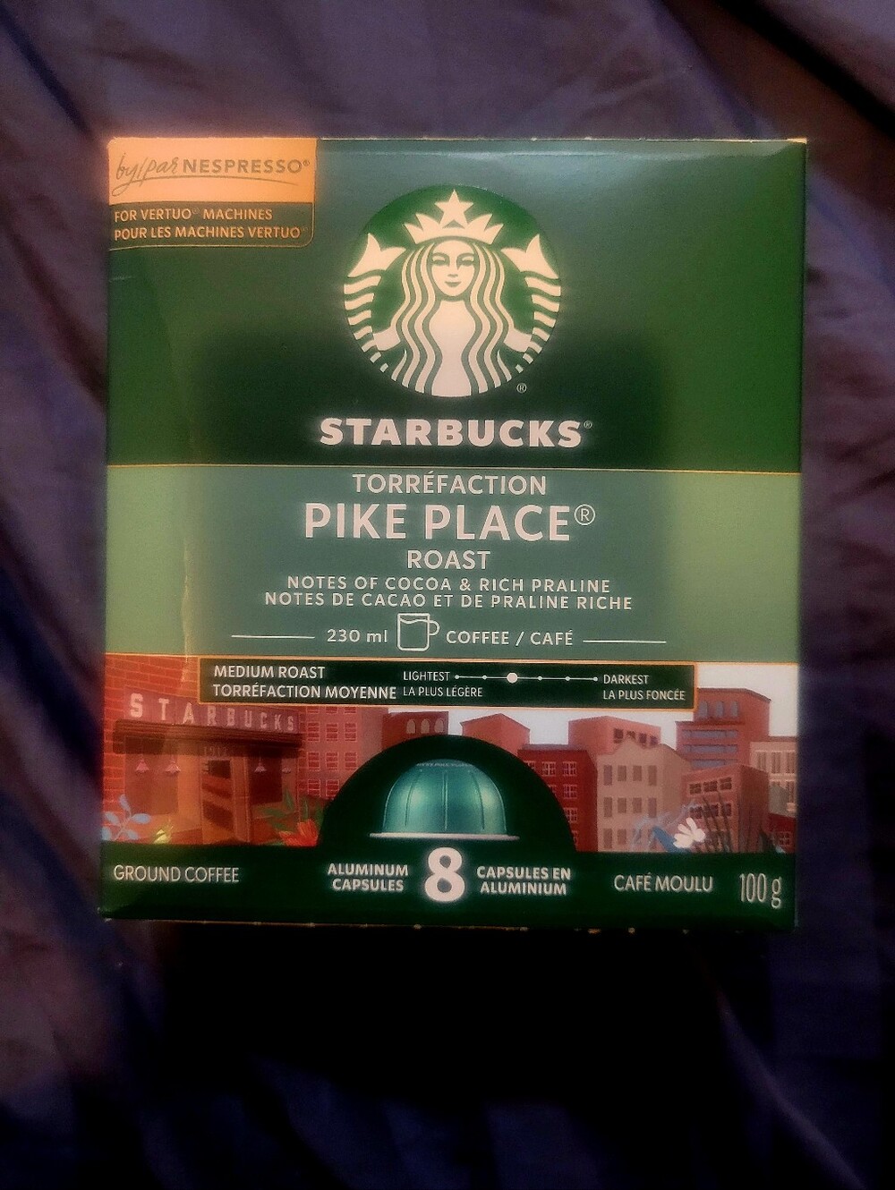 STARBUCKS Nespresso Vertuo - Pike Place Roast - 8 Coffee Capsules - Torrefaction